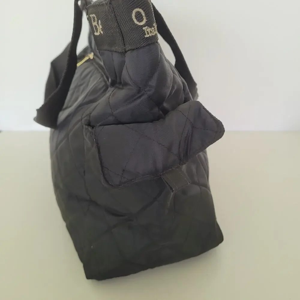 Bernardo Valentino Quilted Tote Shoulder Bag Black Nylon Lightweight Zip Large‎